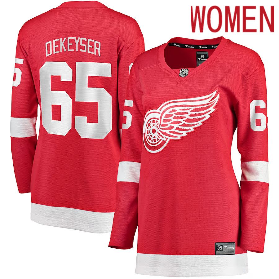 Women Detroit Red Wings 65 Danny Dekeyser Fanatics Branded Red Home Breakaway Player NHL Jersey